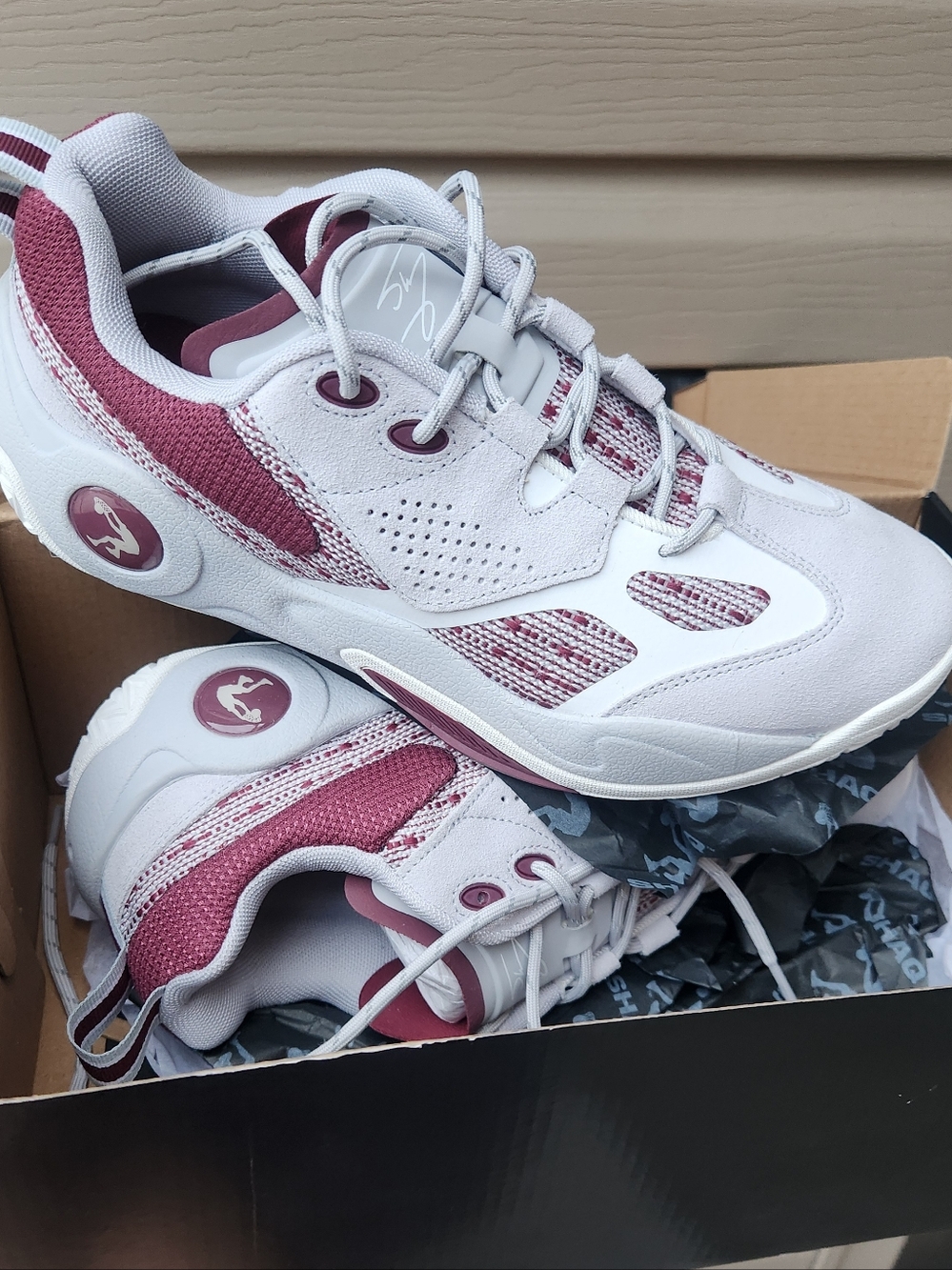 Shaq Raq Men's Basketball Shoes Burgundy & Gray New In Box With Tags Size 10